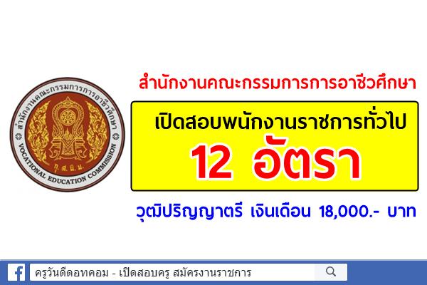 สำนักงานคณะกรรมการการอาชีวศึกษา เปิดสอบพนักงานราชการทั่วไป 12 อัตรา สมัครด้วยตนเองบัดนี้เป็นต้นไป