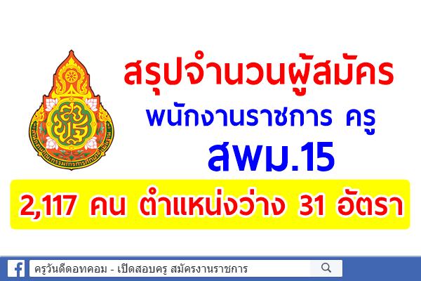 สพม.15 สรุปยอดสมัครพนักงานราชการ 2,117 คน ตำแหน่งว่าง 31 อัตรา