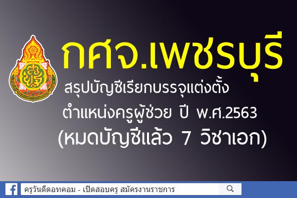 กศจ.เพชรบุรี สรุปบัญชีเรียกบรรจุแต่งตั้งครูผู้ช่วย ปี พ.ศ.2563 (หมดบัญชีแล้ว 7 วิชาเอก)