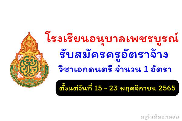 โรงเรียนอนุบาลเพชรบูรณ์ รับสมัครครูอัตราจ้าง วิชาเอกดนตรี จำนวน 1 อัตรา ตั้งแต่วันที่ 15 - 23 พฤศจิกายน 2565