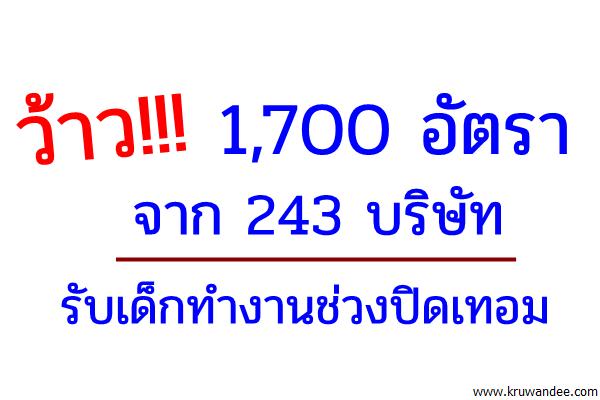 ว้าว!!! 1,700 อัตรา จาก 243 บริษัท รับเด็กทำงานช่วงปิดเทอม