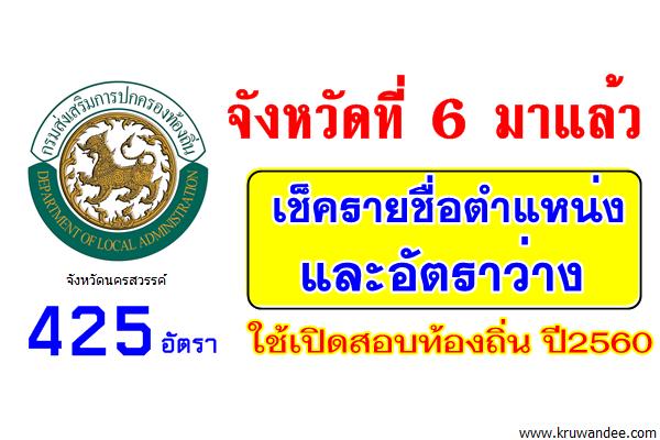 เช็ครายชื่อตำแหน่งและอัตราว่าง เปิดสอบท้องถิ่น ปี2560 ของจังหวัดนครสวรรค์