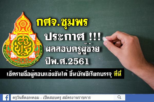 กศจ.ชุมพร ประกาศผลสอบครูผู้ช่วย 2561 (ผลสอบครูผู้ช่วย ภาค ค) รายชื่อผู้สอบผ่าน ขึ้นบัญชีเรียกบรรจุ