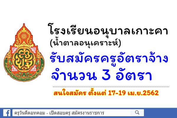 โรงเรียนอนุบาลเกาะคา (น้ำตาลอนุเคราะห์) รับสมัครครูอัตราจ้าง 3 อัตรา ตั้งแต่ 17-19เม.ย.62