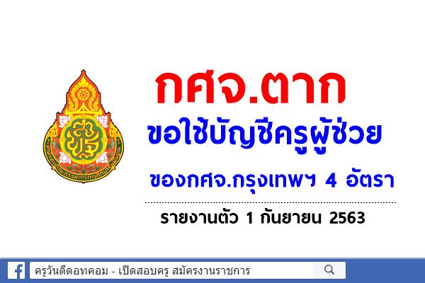 กศจ.ตาก ขอใช้บัญชีครูผู้ช่วย กศจ.กรุงเทพมหานคร 4 อัตรา - รายงานตัว 1 กันยายน 2563