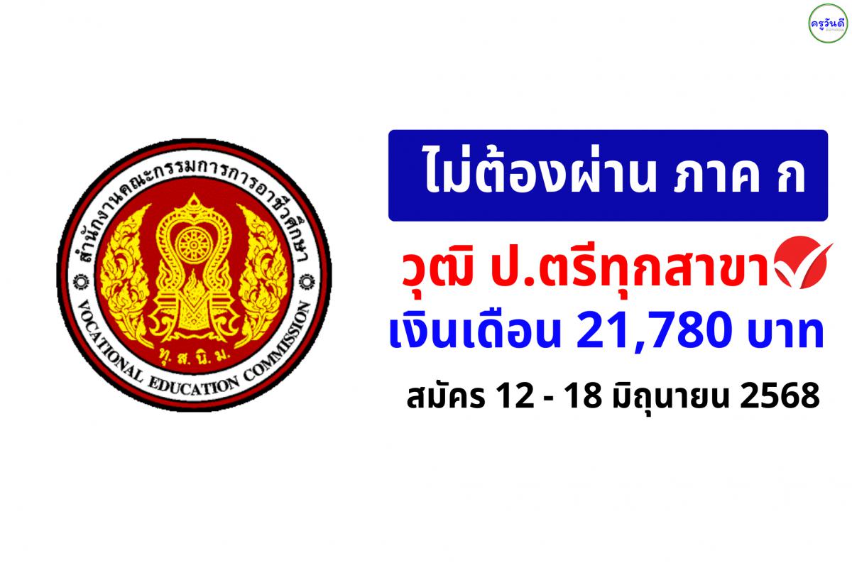 วิทยาลัยพณิชยการธนบุรี เปิดรับพนักงานราชการ วุฒิป.ตรีทุกสาขา เงินเดือน 21,780 บาท ตั้งแต่ 12-18 มิ.ย.2568