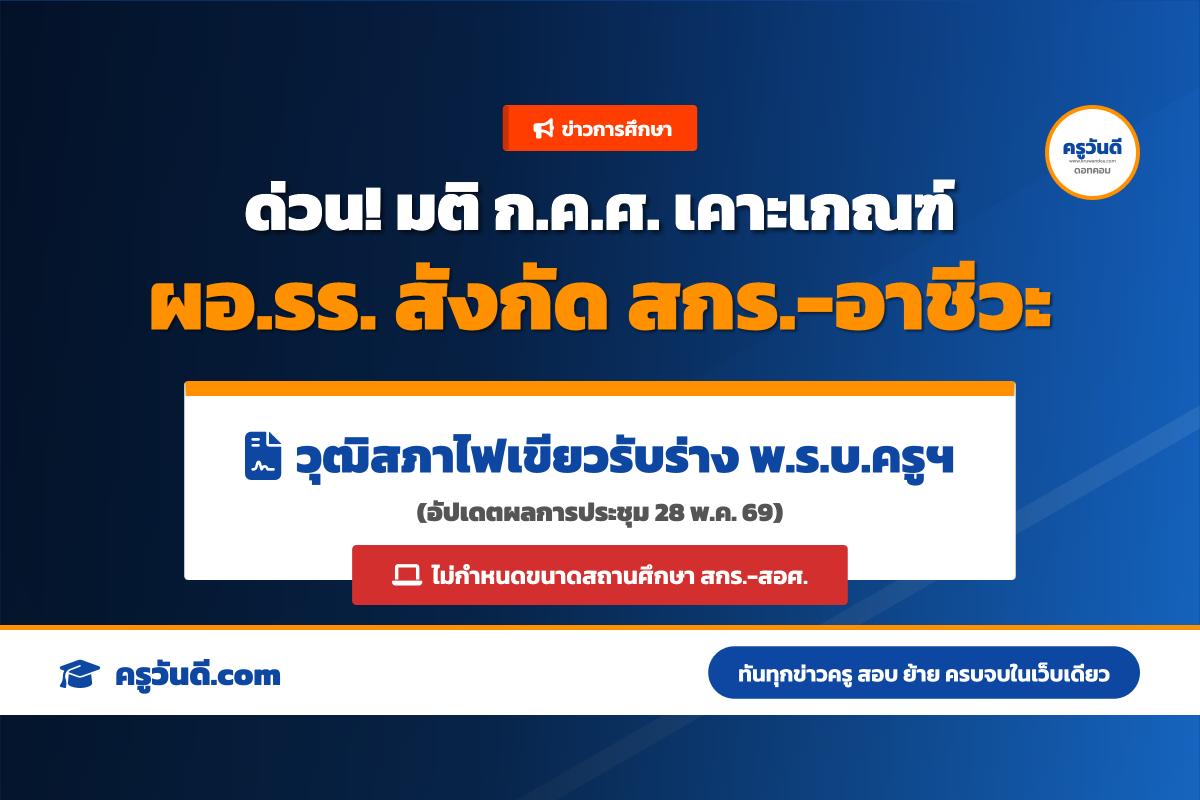 มติ ก.ค.ศ. ครั้งที่ 5/2569 เห็นชอบเกณฑ์ย้ายผู้บริหารสถานศึกษา สังกัด สกร.-สอศ. และแจ้งความคืบหน้าร่าง พ.ร.บ.ครูฯ