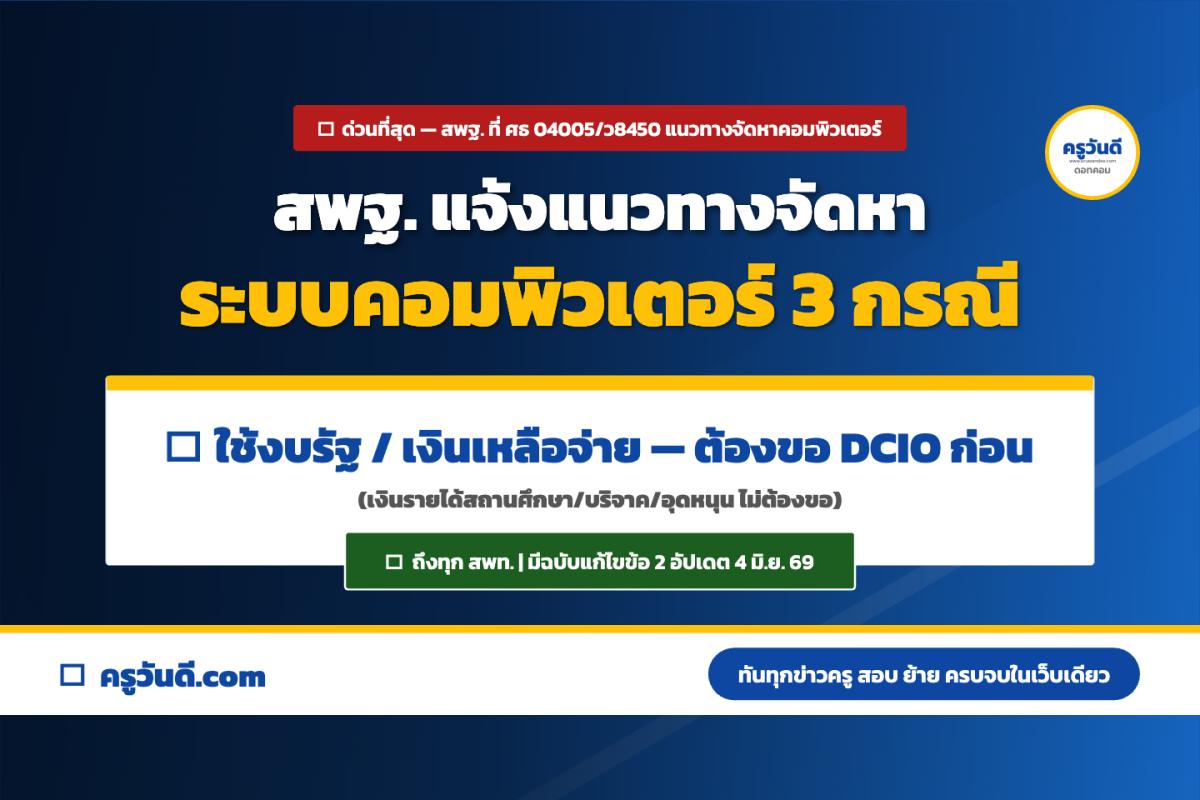 สพฐ. ออกหนังสือด่วนที่สุด! แจ้งแนวทางจัดหาระบบคอมพิวเตอร์ในสังกัด 3 กรณี พร้อมฉบับแก้ไข