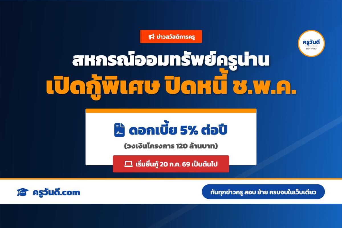 สหกรณ์ออมทรัพย์ครูน่าน จำกัด เปิดตัวโครงการเงินกู้พิเศษชำระหนี้ ช.พ.ค. วงเงิน 120 ล้านบาท