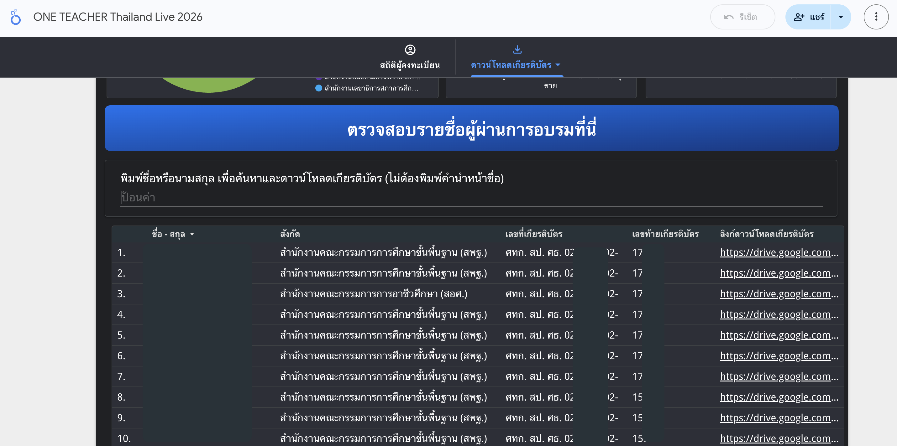 ดาวน์โหลดเกียรติบัตร ONE TEACHER Thailand