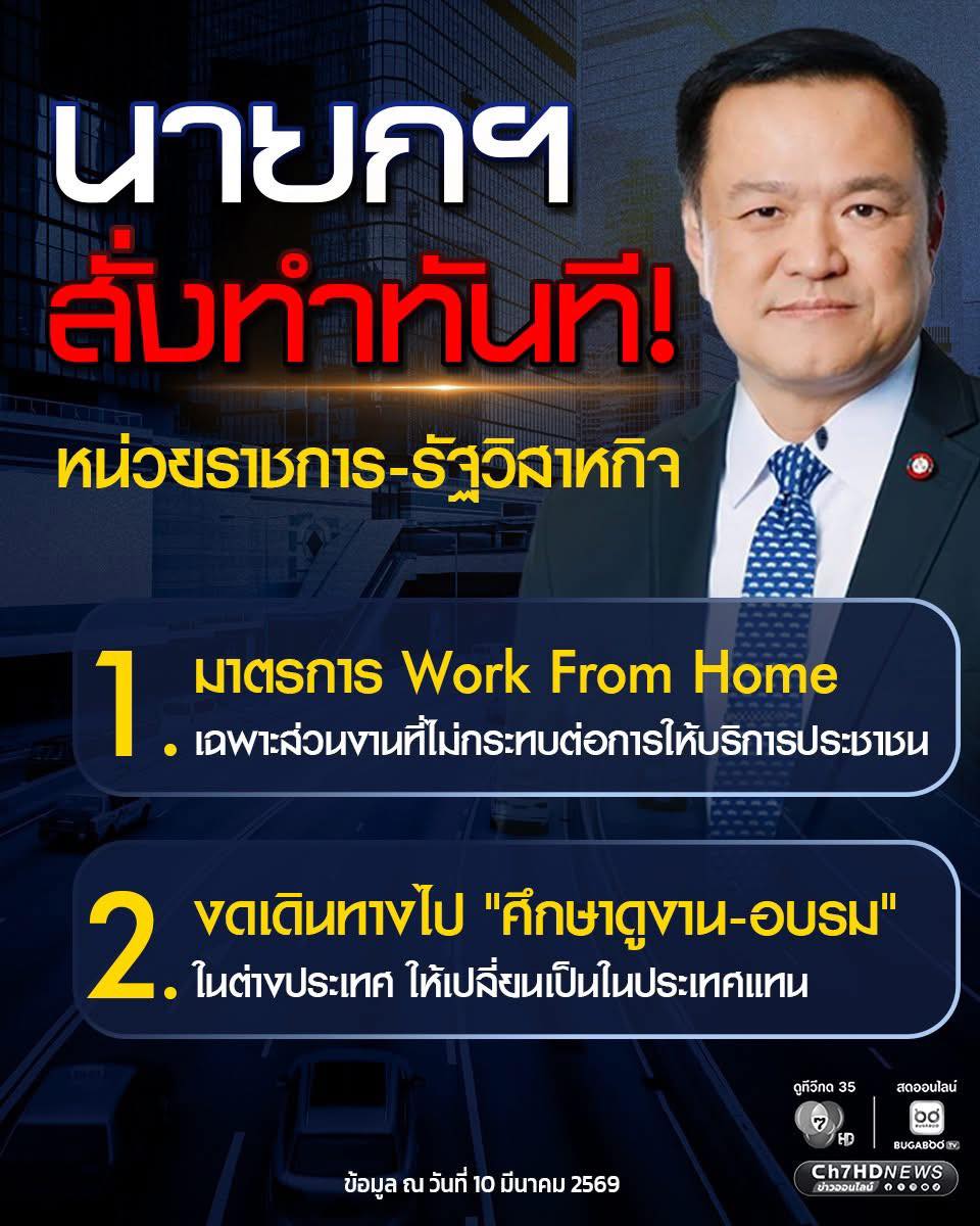 กราฟิกสรุปนโยบายนายกรัฐมนตรี สั่งข้าราชการ WFH