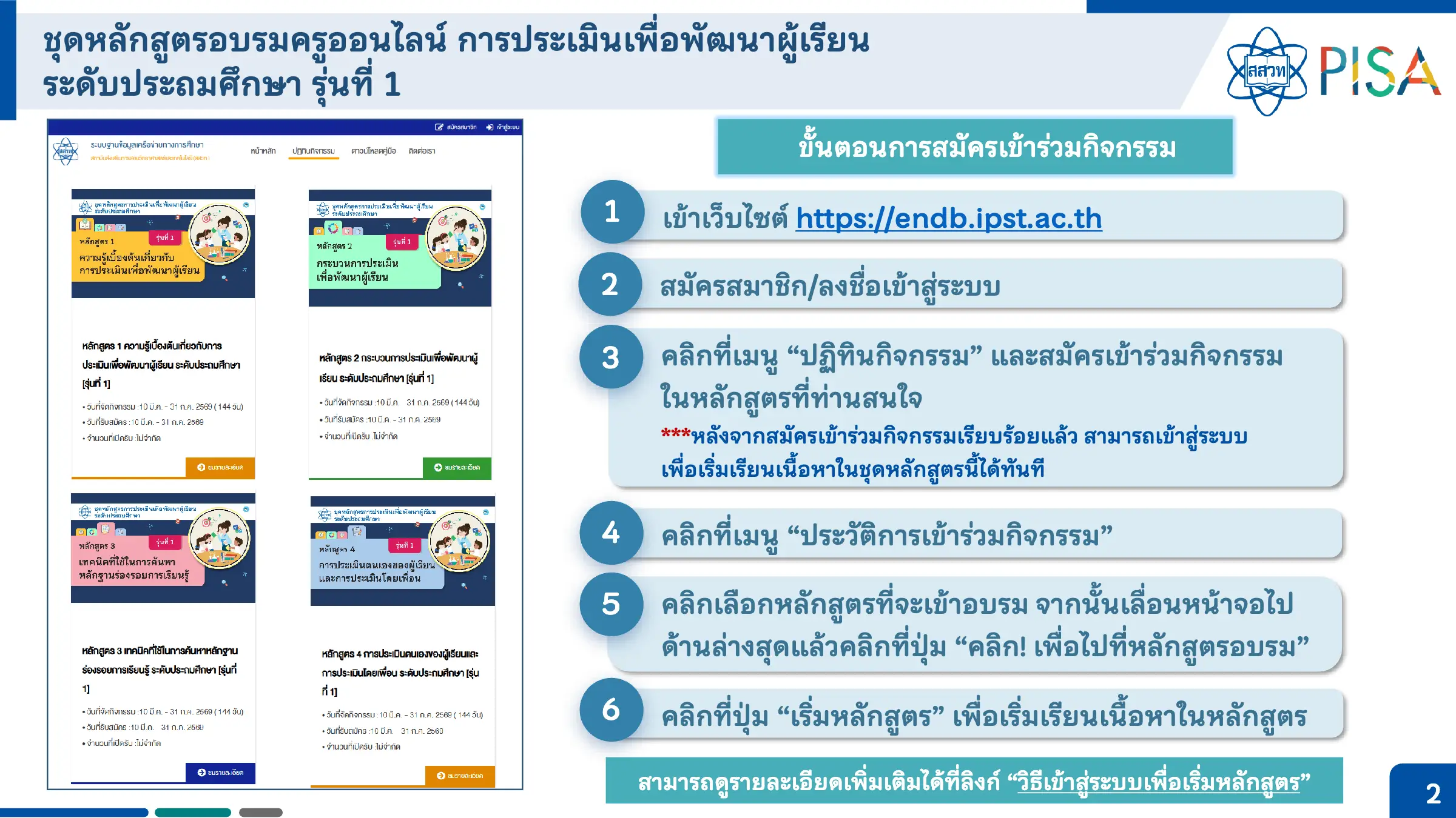 หลักสูตรอบรมออนไลน์ สสวท. Formative Assessment