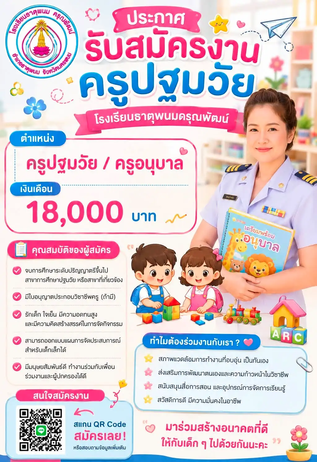 ประกาศรับสมัครครู โรงเรียนธาตุพนมดรุณพัฒน์ 2569