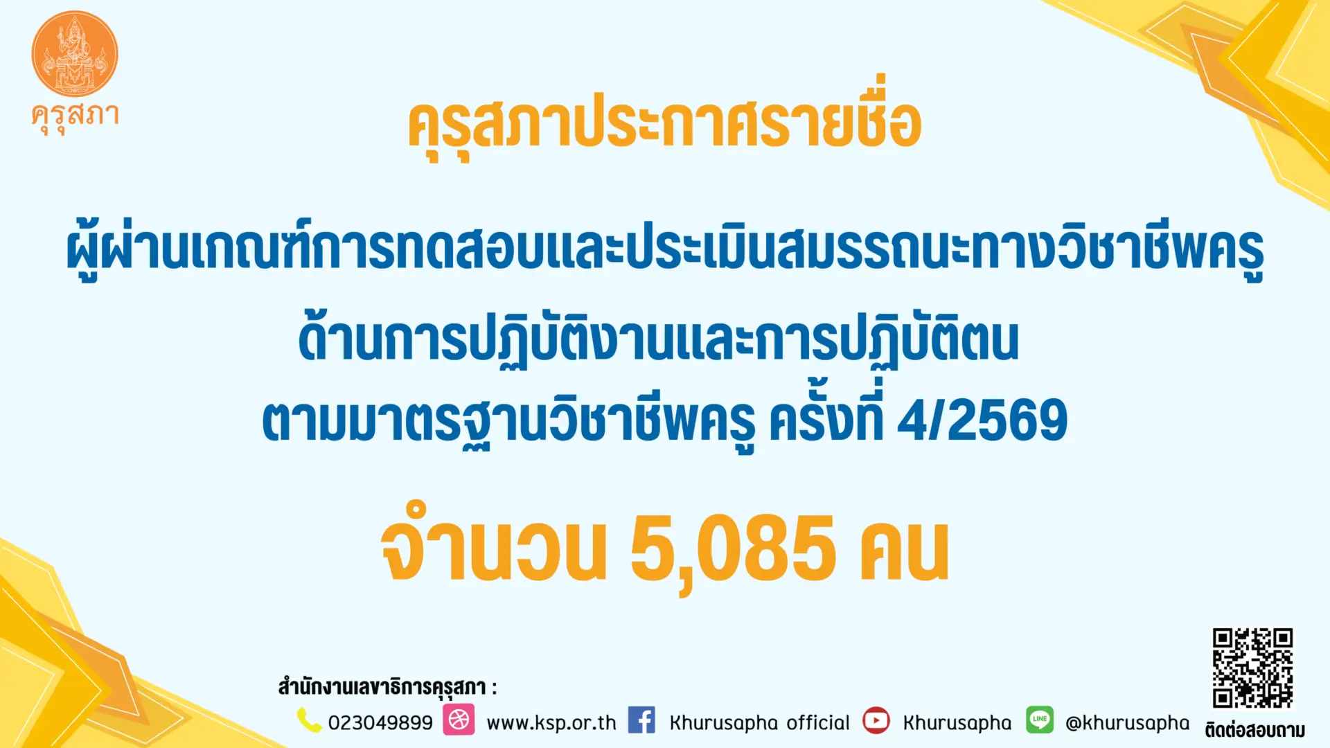 รายละเอียดจำนวนผู้ผ่านเกณฑ์ประเมินสมรรถนะวิชาชีพครู แยกตามหลักสูตร