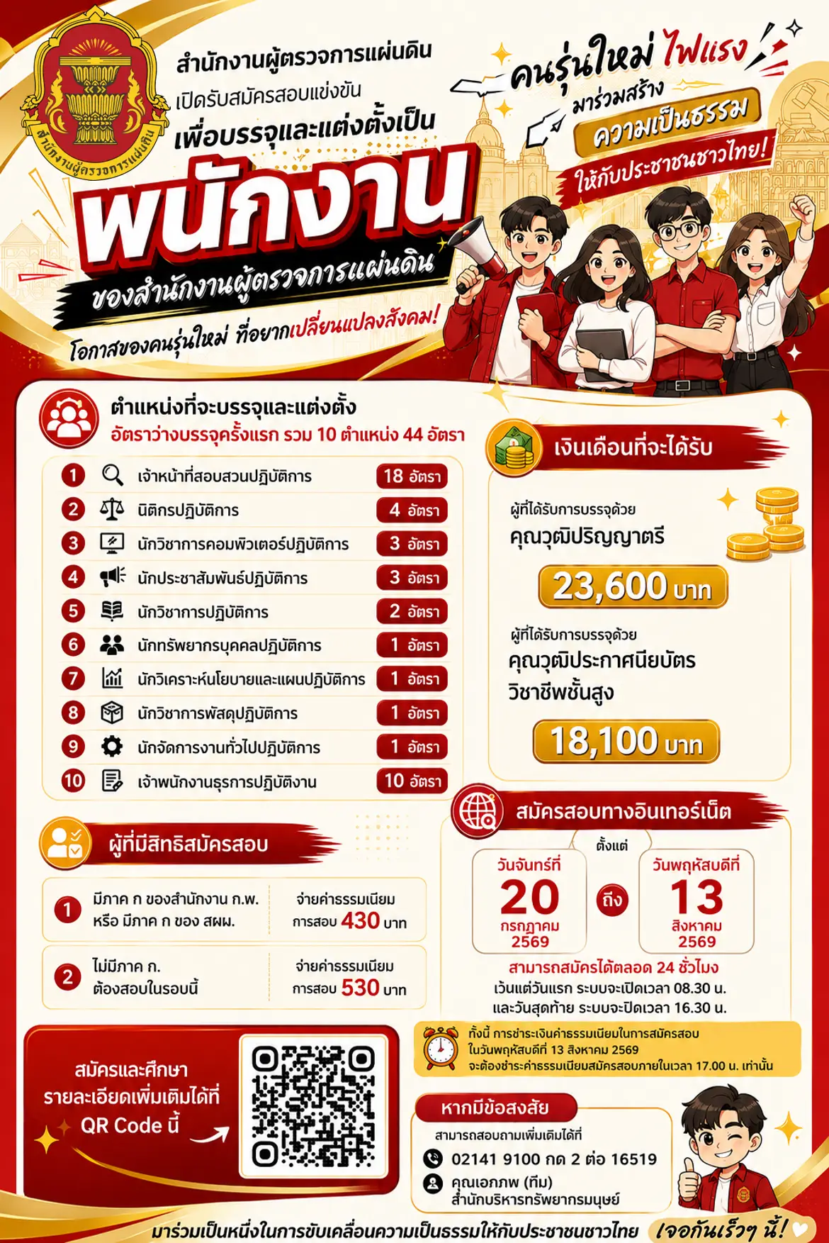 ประกาศรับสมัครพนักงานสำนักงานผู้ตรวจการแผ่นดิน 2569
